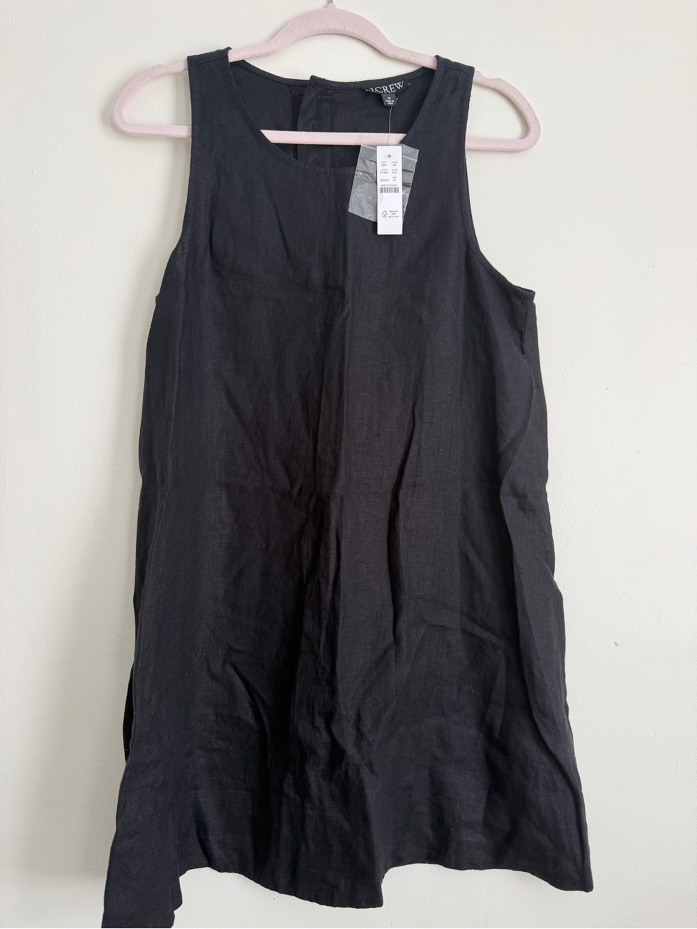 J. Crew Black Sleeveless Linen Shift Dress